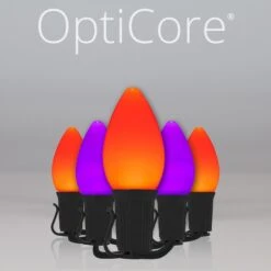 C7 Amber / Purple Smooth OptiCore Commercial LED Halloween String Lights