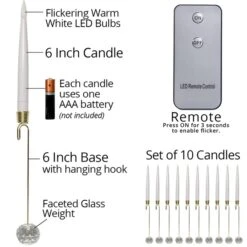 12" LED Christmas Tree Taper Candles With Remote, Set Of 10 -Xmas Lights Store 12 inch LED Candle Features