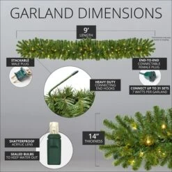 Sequoia Fir Prelit Commercial LED Christmas Garland, Warm White Lights 14 Sequoia Fir Prelit Commercial LED Christmas Garland, Warm White Lights -Xmas Lights Store 14in LED Sequoia Garland Dims