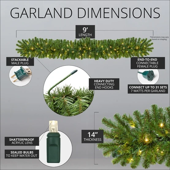 Sequoia Fir Prelit Commercial LED Christmas Garland, Warm White Lights 7 Sequoia Fir Prelit Commercial LED Christmas Garland, Warm White Lights - Image 5