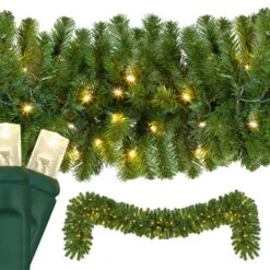Sequoia Fir Prelit Commercial LED Christmas Garland, Warm White Lights