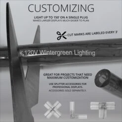 150' Cool White LED Rope Light, 2 Wire 1/2", 120 Volt -Xmas Lights Store 150ft LED Rope Light Customizations 3