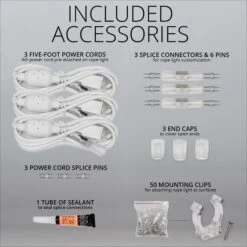 150' Warm White LED Rope Light, 2 Wire 1/2", 120 Volt -Xmas Lights Store 150ft Rope Light Accessories 5