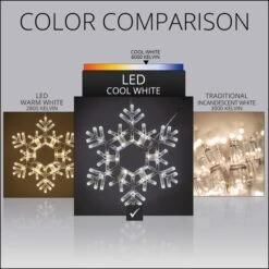 LED Folding Snowflake, Cool White Twinkle Lights 20 In, 70 Lights -Xmas Lights Store 20 Inch Snowflake Compare Cool White