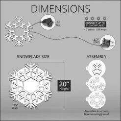 LED Folding Snowflake, Cool White Lights 20 In, 70 Lights -Xmas Lights Store 20 Inch Snowflake Dimensions 2