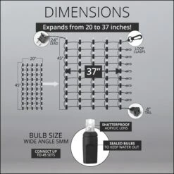 5mm Cool White LED StretchNet Pro Column Wrap Lights, White Wire -Xmas Lights Store 20x45 StretchNet 45 Dimensions 1