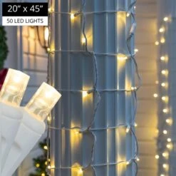 5mm Warm White LED StretchNet Pro Column Wrap Lights, White Wire