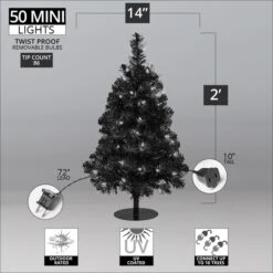 2' Walkway Pre-Lit Winchester Fir Tree, 50 Clear Lamps -Xmas Lights Store 2ft Incan Walkway Tree Infographic 1