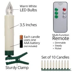 3.5" Dimmable LED Christmas Tree Candles With Remote, Set Of 10 -Xmas Lights Store 3.5 inch LED Candle Features