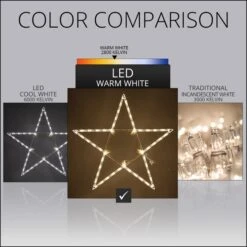 LED 5 Point Folding Star, Warm White Lights -Xmas Lights Store 32 Inch Star Compare Warm White
