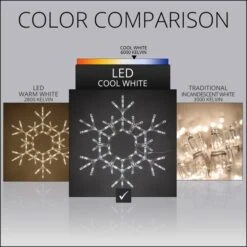 LED Folding Snowflake, Cool White Lights 36 In, 105 Lights -Xmas Lights Store 36 Inch Snowflake Compare Cool White 1