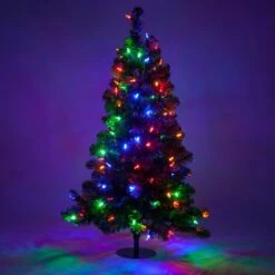 3' Walkway Pre-Lit Winchester Fir Tree, 100 Multicolored LED Lamps
