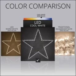 LED 5 Point Folding Star, Cool White Lights -Xmas Lights Store 48 Inch Star Compare Cool White
