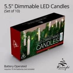 5.5" Dimmable LED Christmas Tree Candles With Remote, Set Of 10 8 5.5" Dimmable LED Christmas Tree Candles With Remote, Set Of 10 -Xmas Lights Store 5.5 inch LED Candle Packaging