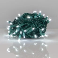 5mm Cool White LED Christmas Lights 50 Lights, 25.2 Feet