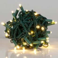5mm Warm White LED Christmas Lights 50 Lights, 25.2 Feet