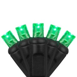 Xmas Lights Store -Xmas Lights Store 5mm green lights black wire