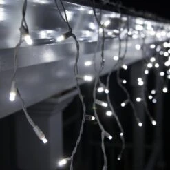 5mm Cool White LED Icicle Lights 7 Ft. Lighted Length, 70 Lights