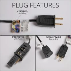 C7 Amber / Purple Smooth OptiCore Commercial LED Halloween String Lights -Xmas Lights Store Black Stringer Plugs Graphic 1