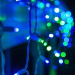 5mm Blue, Green LED Icicle Lights 7 Ft. Lighted Length, 70 Lights