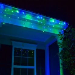 5mm Blue, Green LED Icicle Lights 7 Ft. Lighted Length, 70 Lights -Xmas Lights Store Blue Green LED Icicle Lights Roofline 7362
