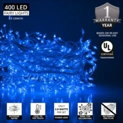 Blue LED Fairy Garland Lights, Silver Wire -Xmas Lights Store Blue LED Fairy Garland Lights Features