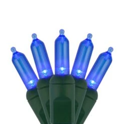 T5 Blue LED Christmas Tree Lights 50 Lights, 25.5 Feet