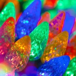 C6 Multi Color LED String Lights 70 Lights, 24 Feet -Xmas Lights Store C6 Multicolor LED Christmas Spirit Lights 9453