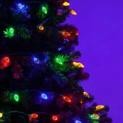 C6 Multi Color LED String Lights 70 Lights, 24 Feet -Xmas Lights Store C6 Multicolor LED String Lights Tree 4465
