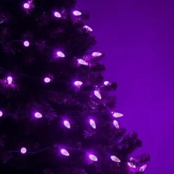 C6 Purple LED String Lights 70 Lights, 24 Feet -Xmas Lights Store C6 Purple LED String Lights Tree 6548