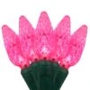 C6 Pink LED String Lights 70 Lights, 24 Feet -Xmas Lights Store C6 pink lights green wire