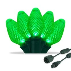 Commercial C7 Green LED Christmas Lights 25 Lights, 13 Feet