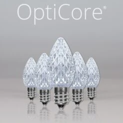 C7 Cool White OptiCore LED Christmas Light Bulbs