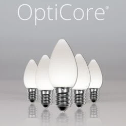 C7 Cool White Smooth OptiCore LED Christmas Light Bulbs LED Bulbs