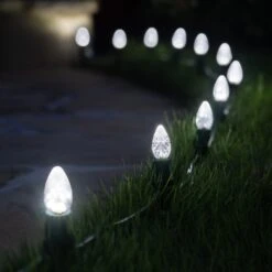 C7 Cool White OptiCore LED Christmas Light Bulbs -Xmas Lights Store C7 CW Faceted Pathway Lights 04408a