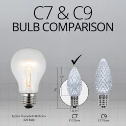C7 Cool White OptiCore LED Christmas Light Bulbs -Xmas Lights Store C7 Cool White Faceted Comparison