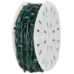 1000' C7 Commercial Light Spool, SPT1 Green Wire, 12" Spacing