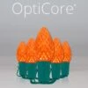 C7 Amber OptiCore Commercial LED Halloween String Lights -Xmas Lights Store C7 Faceted OptiCore LED Christmas Light Set Amber Orange Green Wire Product