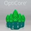 C7 Green OptiCore Commercial LED Christmas String Lights -Xmas Lights Store C7 Faceted OptiCore LED Christmas Light Set Green Green Wire Product