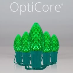 C7 Green OptiCore Commercial LED Christmas String Lights