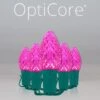 C7 Pink OptiCore Commercial LED Christmas String Lights 2 C7 Pink OptiCore Commercial LED Christmas String Lights -Xmas Lights Store C7 Faceted OptiCore LED Christmas Light Set Pink Green Wire Product