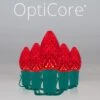 C7 Red OptiCore Commercial LED Christmas String Lights 1 C7 Red OptiCore Commercial LED Christmas String Lights -Xmas Lights Store C7 Faceted OptiCore LED Christmas Light Set Red Green Wire Product