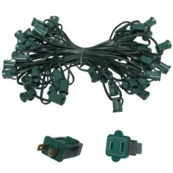 50' C7 Commercial Light Stringer, SPT1W Green Wire, 12" Spacing
