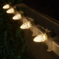 C7 Warm White OptiCore Commercial LED Christmas String Lights -Xmas Lights Store C7 LED WW Faceted Green Wire 5223 OptiCore