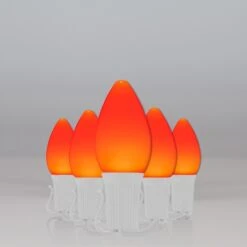 C7 Amber Smooth OptiCore Commercial LED Halloween String Lights -Xmas Lights Store C7 Smooth OptiCore LED Christmas Light Set Amber Orange White Wire Feed