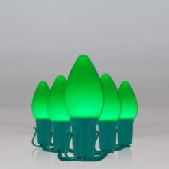 C7 Green Smooth OptiCore Commercial LED Christmas String Lights -Xmas Lights Store C7 Smooth OptiCore LED Christmas Light Set Green Green Wire Feed