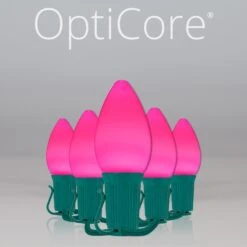 C7 Pink Smooth OptiCore Commercial LED Christmas String Lights
