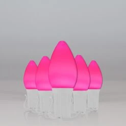 C7 Pink Smooth OptiCore Commercial LED -Xmas Lights Store C7 Smooth OptiCore LED Christmas Light Set Pink White Wire Feed