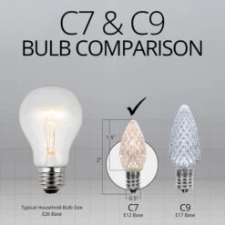 C7 Warm White OptiCore LED Christmas Light Bulbs 18 C7 Warm White OptiCore LED Christmas Light Bulbs -Xmas Lights Store C7 Warm White Faceted Comparison