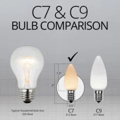 C7 Warm White Smooth OptiCore LED Christmas Light Bulbs LED Bulbs -Xmas Lights Store C7 Warm White Smooth Comparison